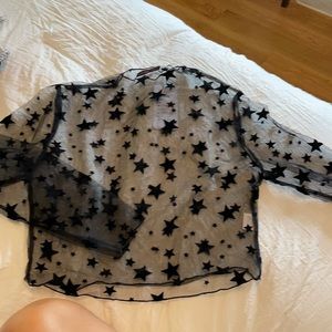 sheer star black long sleeve shirt